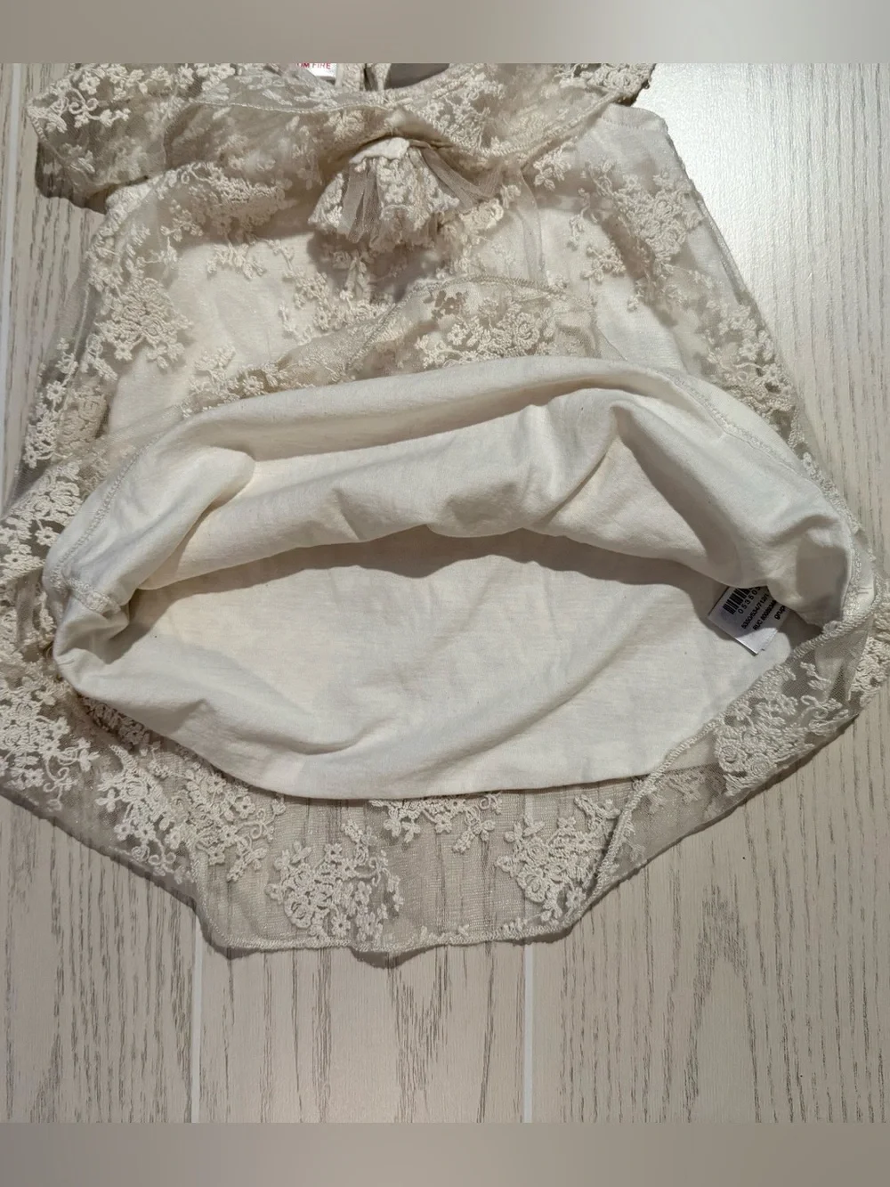 ZARA Baby Girl Lace Dress‎ 12-18M Ivory Embroidered Peter Pan Collar Party